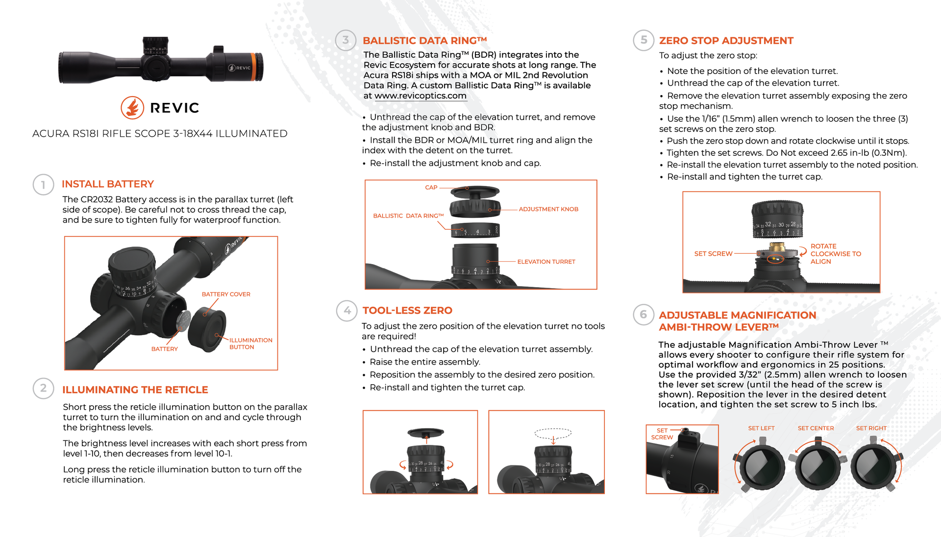 Revic Acura RS18i Riflescope Quick Start Guide | Revic